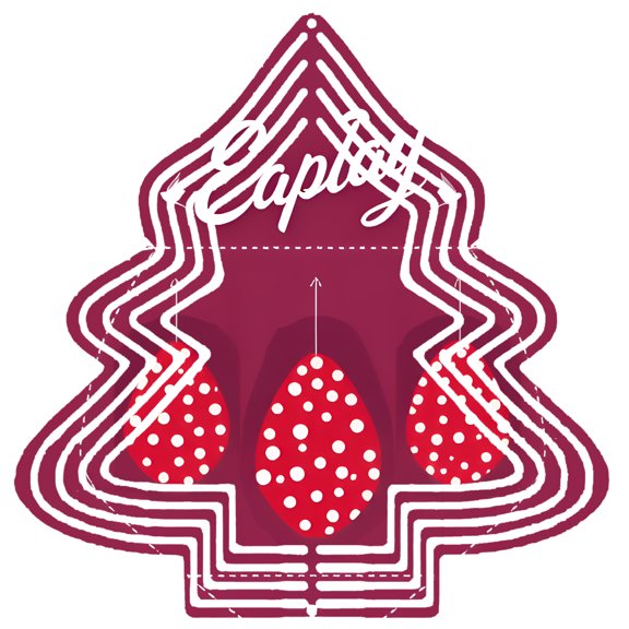 Stylish Metal Hanging Christmas Tree Wind Spinner - Concentric White Lines Red Polka Dot Ornaments Perfect for Yard & Garden Decor