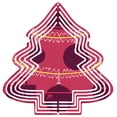 thumbnail image 1 of Stylish Metal Hanging Christmas Tree Wind Spinner - Concentric White Lines with Festive Red & Purple Ornaments for Garden Decor, 1 of 7