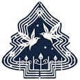 thumbnail image 1 of Stylish Metal Hanging Christmas Tree Wind Spinner - Dark Blue with Intricate White Snowflake & Star Patterns for Garden Decor, 1 of 6