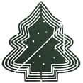 thumbnail image 1 of Stylish Metal Hanging Christmas Tree Wind Spinner - Dark Green with Snowfall Dots & Modern Layered Design for Garden Decor, 1 of 7