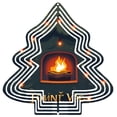 thumbnail image 1 of Stylish Metal Hanging Christmas Tree Wind Spinner - Decorative Garden Ornament with Concentric Lines & Cozy Fireplace Design, 1 of 7