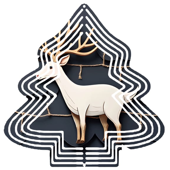 Stylish Metal Hanging Christmas Tree Wind Spinner - Decorative Garden Ornament with Festive Rope Texture & Reindeer Design