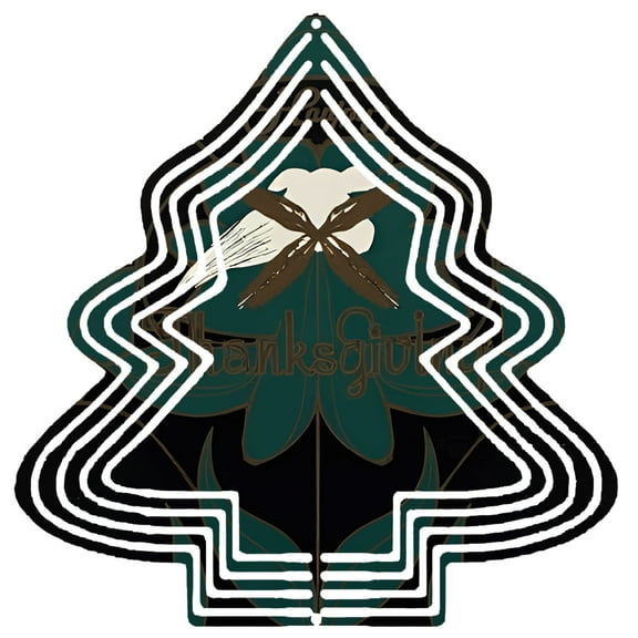 Stylish Metal Hanging Christmas Tree Wind Spinner - Decorative Garden Ornament with Turkey & Windmill Design Perfect for Yard Decor