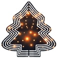 thumbnail image 1 of Stylish Metal Hanging Christmas Tree Wind Spinner - Decorative Garden Spinner with Elegant Line Design & Glowing Orange Lights, 1 of 7