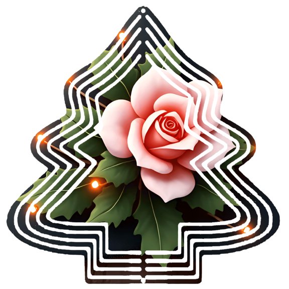 Stylish Metal Hanging Christmas Tree Wind Spinner - Features Centerpiece & Orange Lights Perfect for Garden Decor