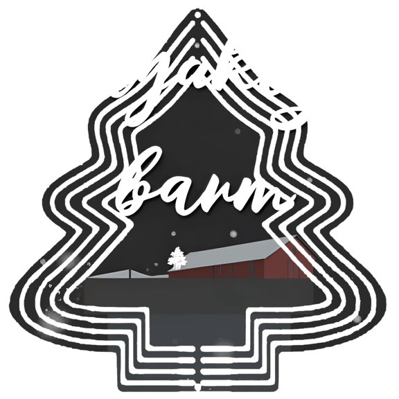 Stylish Metal Hanging Christmas Tree Wind Spinner - Features Red Barn & White Roof Design Perfect for Yard & Garden Decor