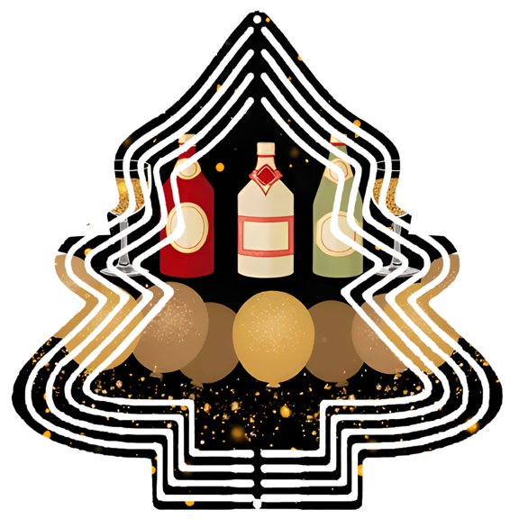 Stylish Metal Hanging Christmas Tree Wind Spinner - Festive Design with Bottles & Ornaments Perfect for Yard & Garden Decor