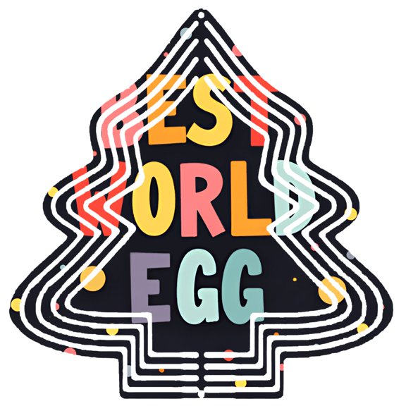 Stylish Metal Hanging Christmas Tree Wind Spinner - Festive Design with Colorful ' WORLD EGG ' Text for Garden & Yard Decor