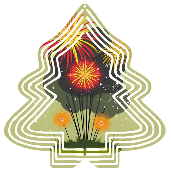 Stylish Metal Hanging Christmas Tree Wind Spinner - Festive Design with Layered 3D Effect Perfect for Garden & Yard Decor
