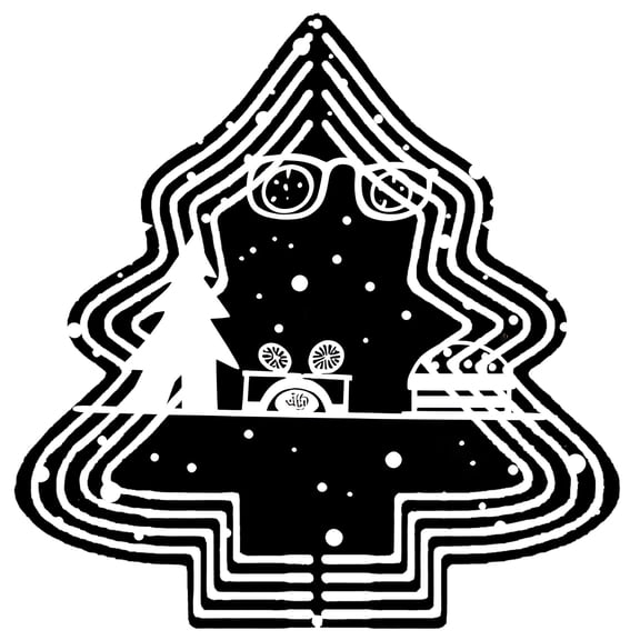 Stylish Metal Hanging Christmas Tree Wind Spinner - Festive Design with Pine Trees Snowflakes and Merry Christmas House for Garden Decor