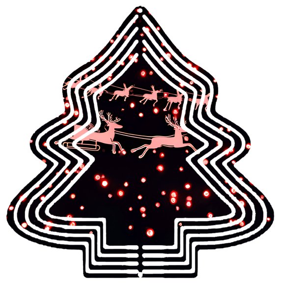 Stylish Metal Hanging Christmas Tree Wind Spinner - Festive Design with Red Dots & White Outline Perfect for Yard & Garden Decor