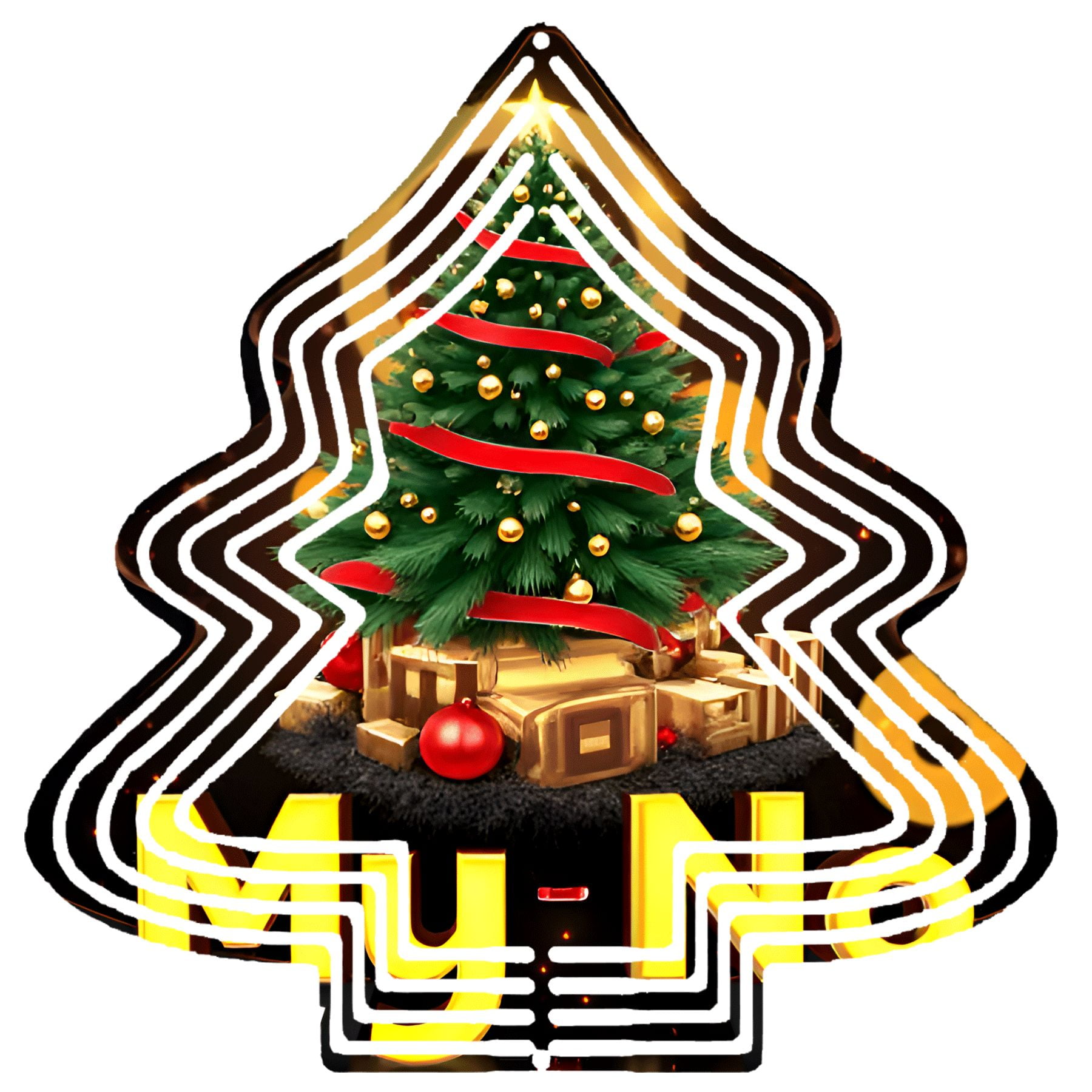 Stylish Metal Hanging Christmas Tree Wind Spinner - Festive Design with ...