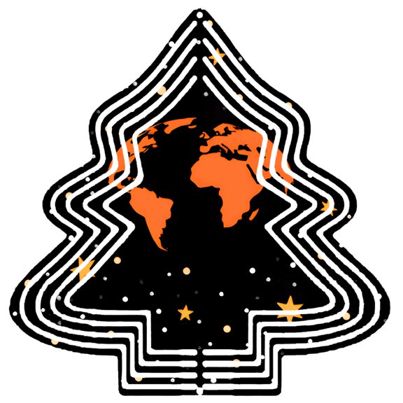 Stylish Metal Hanging Christmas Tree Wind Spinner - Festive Garden Decor with World Map Design Perfect for Yard & Holiday Cheer