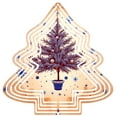 thumbnail image 1 of Stylish Metal Hanging Christmas Tree Wind Spinner - Festive Garden Decoration with Concentric Circles & Blue Pot Design, 1 of 7