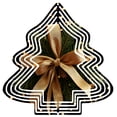 thumbnail image 1 of Stylish Metal Hanging Christmas Tree Wind Spinner - Festive Garden Decoration with Concentric Lines & Golden Ribbon Design, 1 of 7