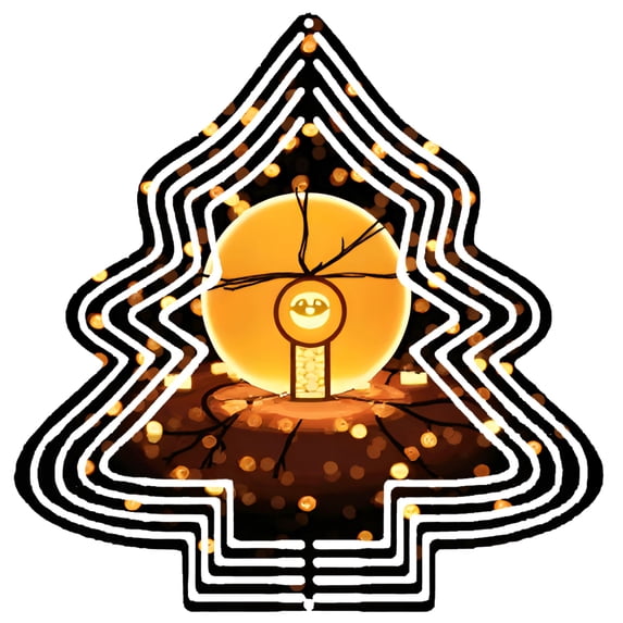 Stylish Metal Hanging Christmas Tree Wind Spinner - Festive Garden Decoration with Glowing Ornament & Concentric Light Trails