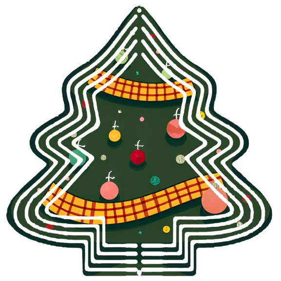 Stylish Metal Hanging Christmas Tree Wind Spinner - Festive Green Design with Colorful Ornaments & Checkered Pattern for Garden Decor