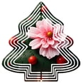 thumbnail image 1 of Stylish Metal Hanging Christmas Tree Wind Spinner - Festive Green Design with Pink Flower & Red Ornaments for Garden Decor, 1 of 7