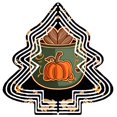 thumbnail image 1 of Stylish Metal Hanging Christmas Tree Wind Spinner - Festive Green & Orange Design with Swirling Patterns for Garden Decor, 1 of 7