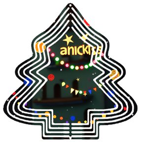 Stylish Metal Hanging Christmas Tree Wind Spinner - Festive Layered Design with Colorful Ornaments & Lights for Garden Decor