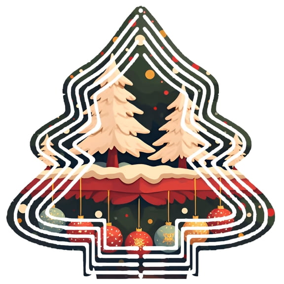 Stylish Metal Hanging Christmas Tree Wind Spinner - Festive Pine Trees & Colorful Ornaments Design for Yard & Garden Decor