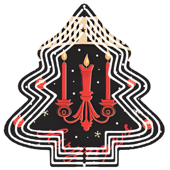 Stylish Metal Hanging Christmas Tree Wind Spinner - Festive Red Candles Gold Stripes White Stars & Snowflakes for Garden Decor