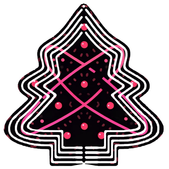 Stylish Metal Hanging Christmas Tree Wind Spinner - Festive Red Design with 3D Effect for Garden & Yard Decor