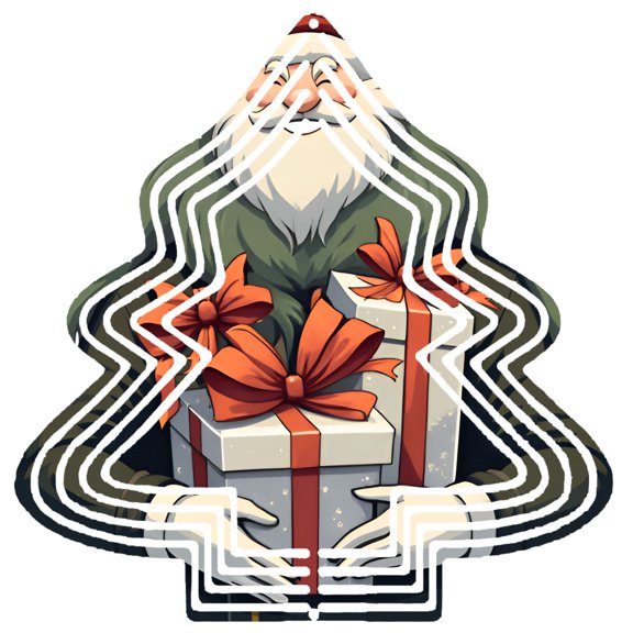Stylish Metal Hanging Christmas Tree Wind Spinner - Festive Santa Design with Gift Boxes Perfect for Yard & Garden Decor