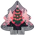 thumbnail image 1 of Stylish Metal Hanging Christmas Tree Wind Spinner - Geometric Design with Red Lights Perfect for Yard & Garden Decor, 1 of 7