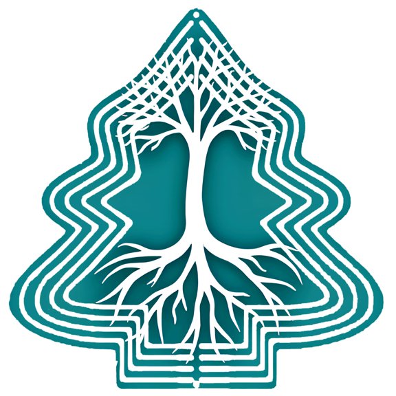 Stylish Metal Hanging Christmas Tree Wind Spinner - Geometric Design with Symmetrical Roots & Branches for Garden Decor