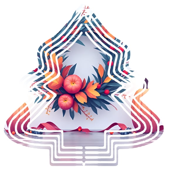 Stylish Metal Hanging Christmas Tree Wind Spinner - Geometric Design with Wreath & Labyrinth Pattern for Garden Decor