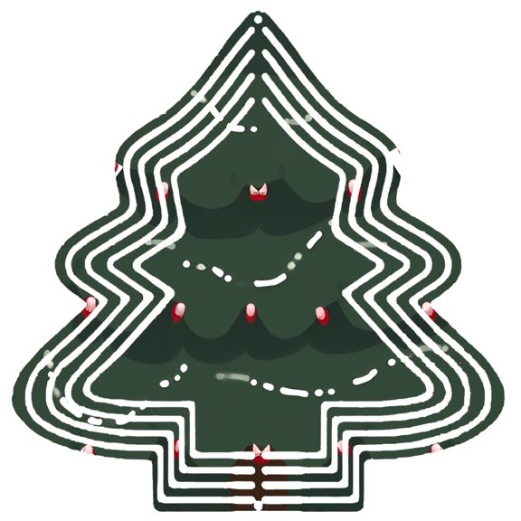 Stylish Metal Hanging Christmas Tree Wind Spinner - Geometric Layered Design with Concentric Circles Perfect for Garden Decor