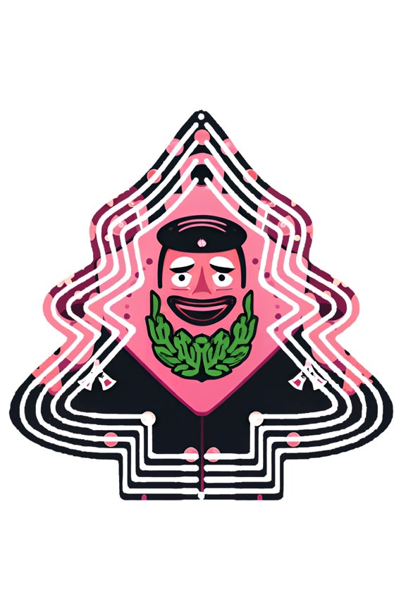 Stylish Metal Hanging Christmas Tree Wind Spinner - Geometric Pink Design with Patterns & Cartoon Face for Garden Decor