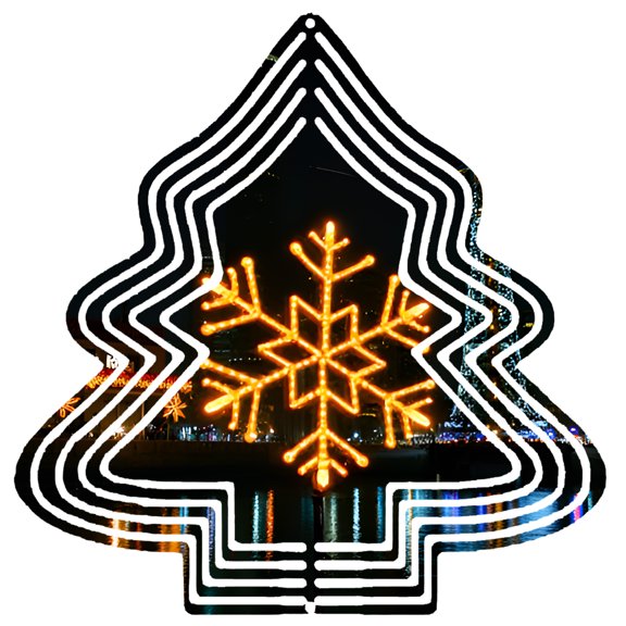 Stylish Metal Hanging Christmas Tree Wind Spinner - Illuminated Layered Design with Snowflake Display for Garden & Yard Decor