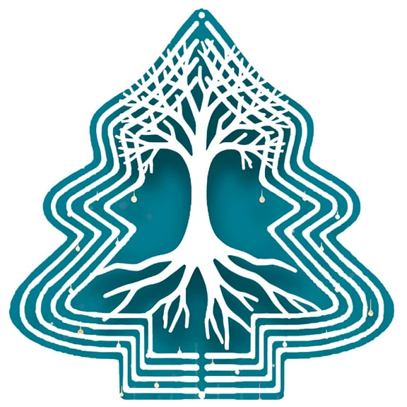 Stylish Metal Hanging Christmas Tree Wind Spinner - Intricate Branching & Circuitry Roots Design for Garden & Yard Decor