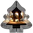 thumbnail image 1 of Stylish Metal Hanging Christmas Tree Wind Spinner - Intricate Design with Silhouetted Figures Perfect for Garden & Yard Decor, 1 of 7