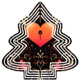 thumbnail image 1 of Stylish Metal Hanging Christmas Tree Wind Spinner - Intricate Patterns Heart Design with Orange Gradient Perfect for Garden Decor, 1 of 7