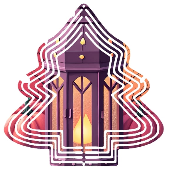 Stylish Metal Hanging Christmas Tree Wind Spinner - Intricate Purple Lantern Design with Warm Glow for Festive Garden Decor