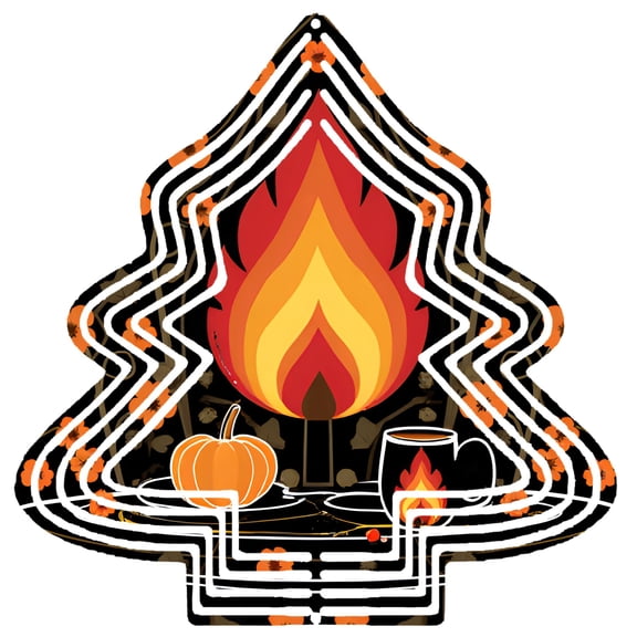 Stylish Metal Hanging Christmas Tree Wind Spinner - Labyrinth Pattern Design for Cozy Garden Decor Perfect for Autumn Vibes