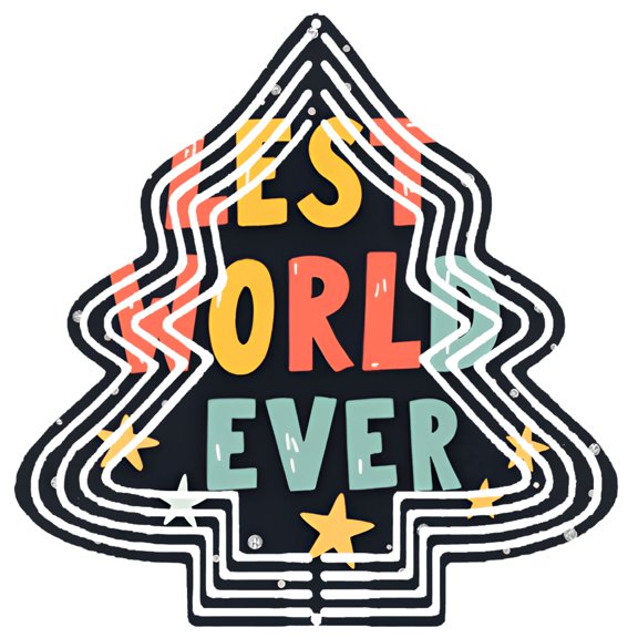 Stylish Metal Hanging Christmas Tree Wind Spinner - Layered Design with Colorful ' Best World Ever ' Text & Festive Stars for Garden Decor