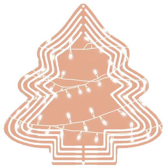 Stylish Metal Hanging Christmas Tree Wind Spinner - Layered Design with Zigzag Lights for Festive Garden Decor