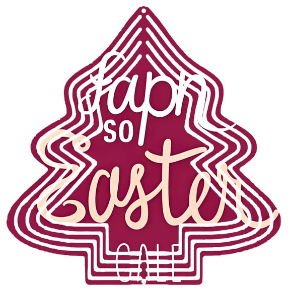 Stylish Metal Hanging Christmas Tree Wind Spinner - Maroon with White Circles Perfect for Garden Decor & Holiday Cheer