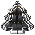 thumbnail image 1 of Stylish Metal Hanging Christmas Tree Wind Spinner - Modern Black & White Concentric Circles with Glowing Yellow Lights for Garden Decor, 1 of 7