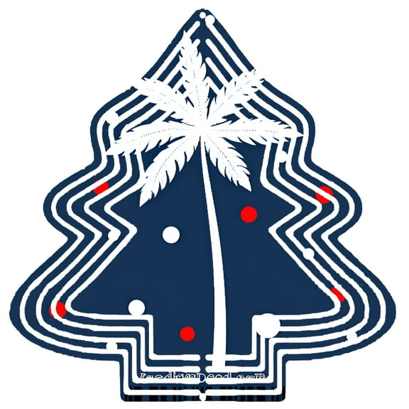 Stylish Metal Hanging Christmas Tree Wind Spinner - Modern Design with White Palm Tree & Red Ornaments for Garden Decor