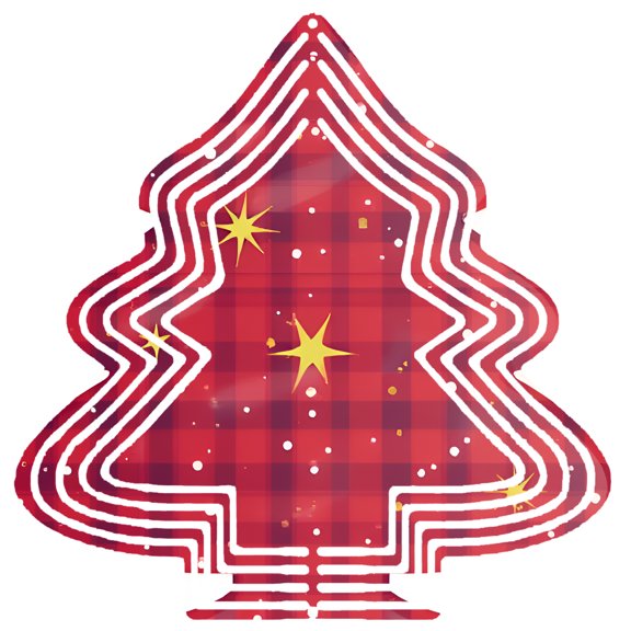 Stylish Metal Hanging Christmas Tree Wind Spinner - Red & Black Checkered Design with White Stars & Snowflakes for Garden Decor