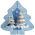 thumbnail image 1 of Stylish Metal Hanging Christmas Tree Wind Spinner - Snowy Design with Golden Ornaments & Star Perfect for Garden & Yard Decor, 1 of 7