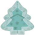 thumbnail image 1 of Stylish Metal Hanging Christmas Tree Wind Spinner - Teal Background with White Concentric Lines & Floral Patterns for Garden Decor, 1 of 7
