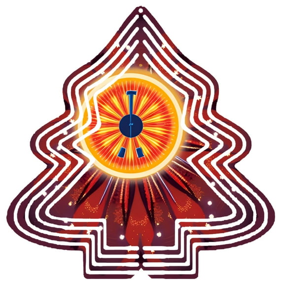 Stylish Metal Hanging Christmas Tree Wind Spinner - Vibrant Neon Design with Roulette Wheel Center for Festive Yard & Garden Decor