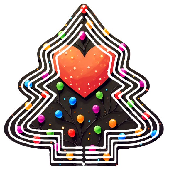 Stylish Metal Hanging Christmas Tree Wind Spinner - Zigzag Pattern with Heart & Colorful Ornaments for Festive Yard Decor