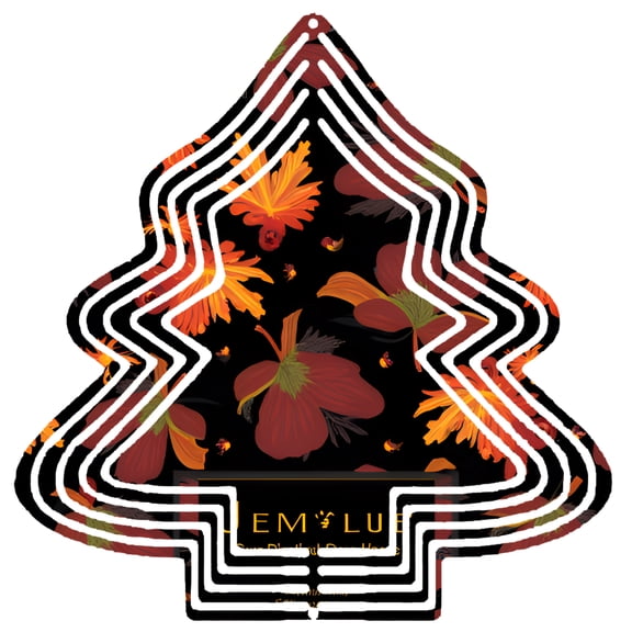 Stylish Metal Hanging Tree-Shaped Wind Spinner - Vibrant Autumn Leaves & Intricate White Glow Design for Garden & Yard Decor